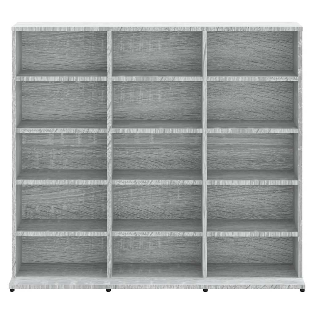 CD-Regal Grau Sonoma 100x23x89,5 cm Holzwerkstoff mit offenen Fächern für CDs, DVDs und Schallplatten, vielseitig als Aktenregal oder Lagerschrank nutzbar, inklusive Wandhalterung