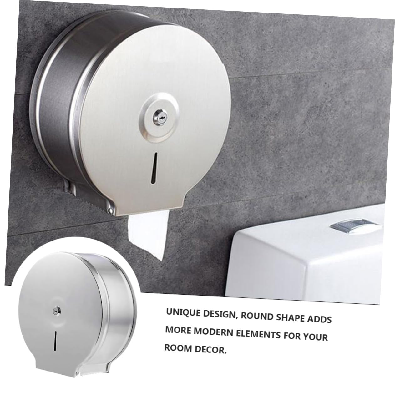 Porta Rotolo Carta da Cucina in Acciaio Inossidabile Argento, Porta Asciugatutto Moderno da Parete, Design Rotondo Unico per Decorazione Bagno e Interni