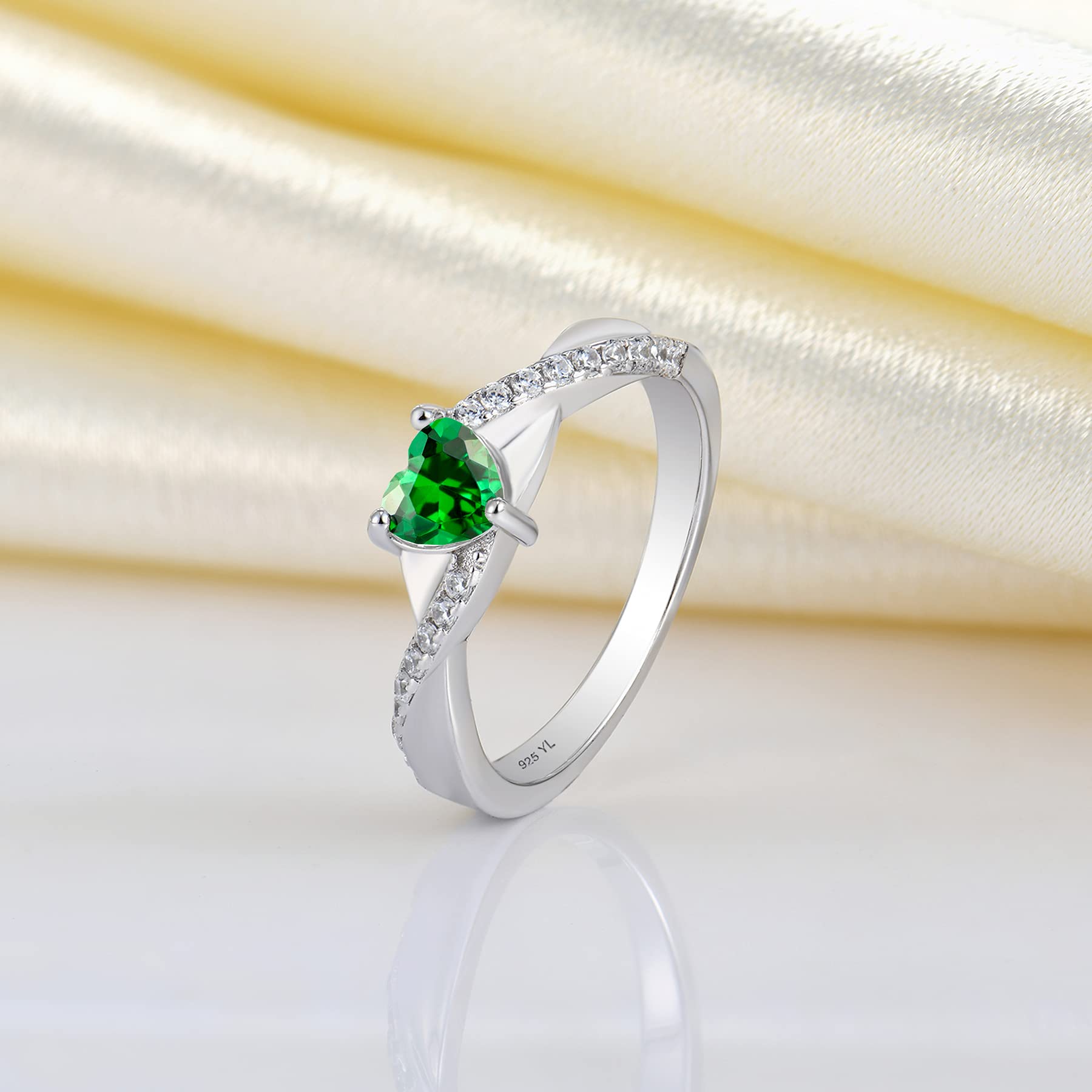 YL Anello di Fidanzamento Cuore Argento 925 con 12 Pietra Portafortuna Zirconia Cubica Anello Solitario Infinito anello Nuziale per Donna Sposa