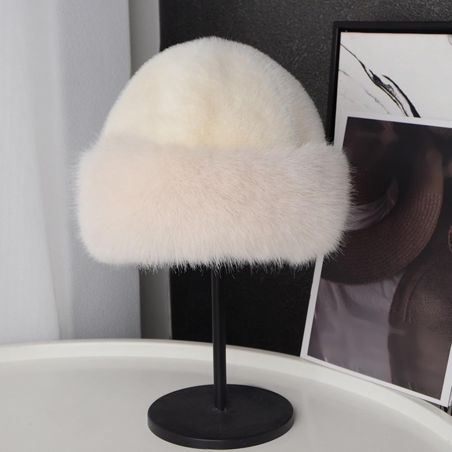 Mongolian Plush Hat with Faux Earflaps for Winter Outdoor Warmth Cold Weather Hat
