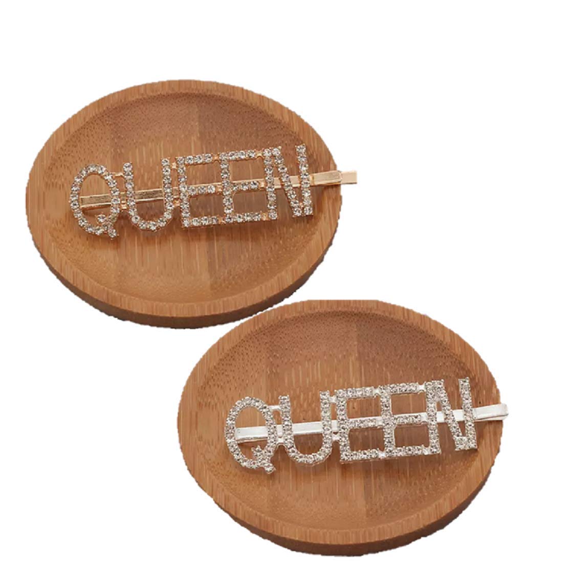 Combo (Set of 2) Stylish Rhinestones Embellished Queen Letter Hair Pins for Girls & Women| Wedding Hair-image-26