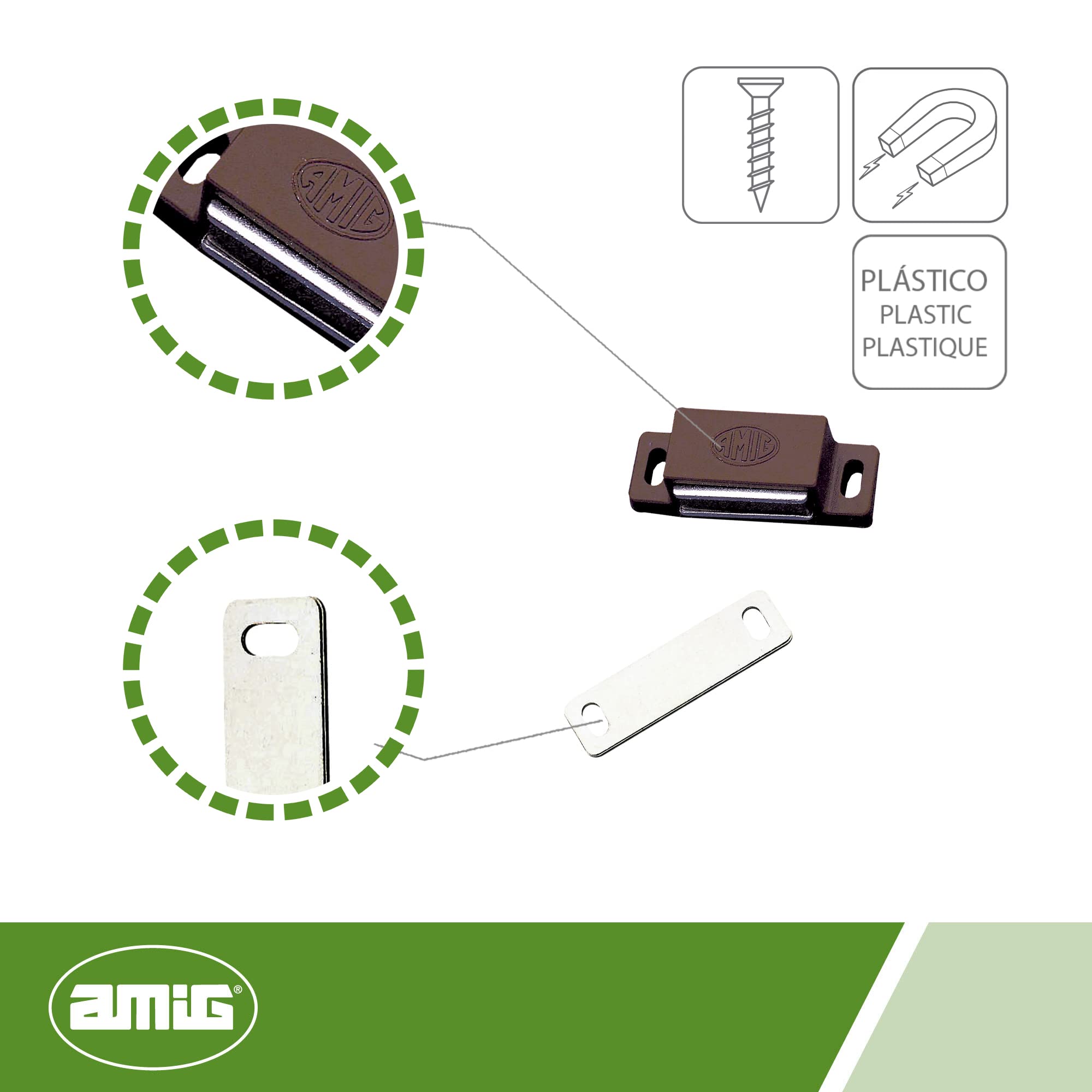 Amig - Magnetic Shock Absorbers for Cabinet Doors, Brown - Image 2
