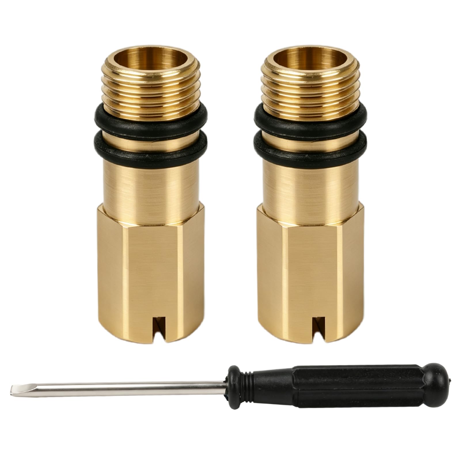2 Tapones Ciegos de Latón M10 - Tappón Impermeable para Conexiones de Agua Fría y Caliente, tapón ciego grifo,Compatible con Grifos de Cocina y Baño (Rosca de 10 mm)