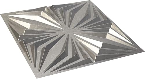 Miniatura 5 de Ekena Millwork Asher EnduraWall Panel decorativo de pared 3D de 19 58 pulgadas de ancho x 19 58 pulgadas de alto, acero oscuro (cubre 2.67 pies