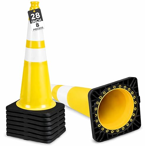 Miniatura 12 de BESEA Paquete de 6 Conos de Seguridad de Tráfico de 36 Pulgadas, Conos de Estacionamiento Verdes para Carretera, Conos de Construcción