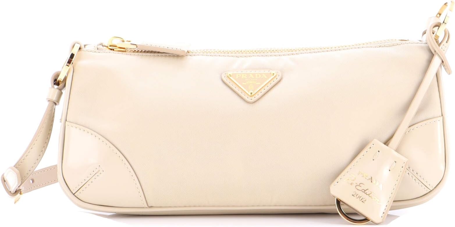 Pre-Loved Re-Edition 2002 Shoulder Bag Re-Nylon and Leather, Neutral