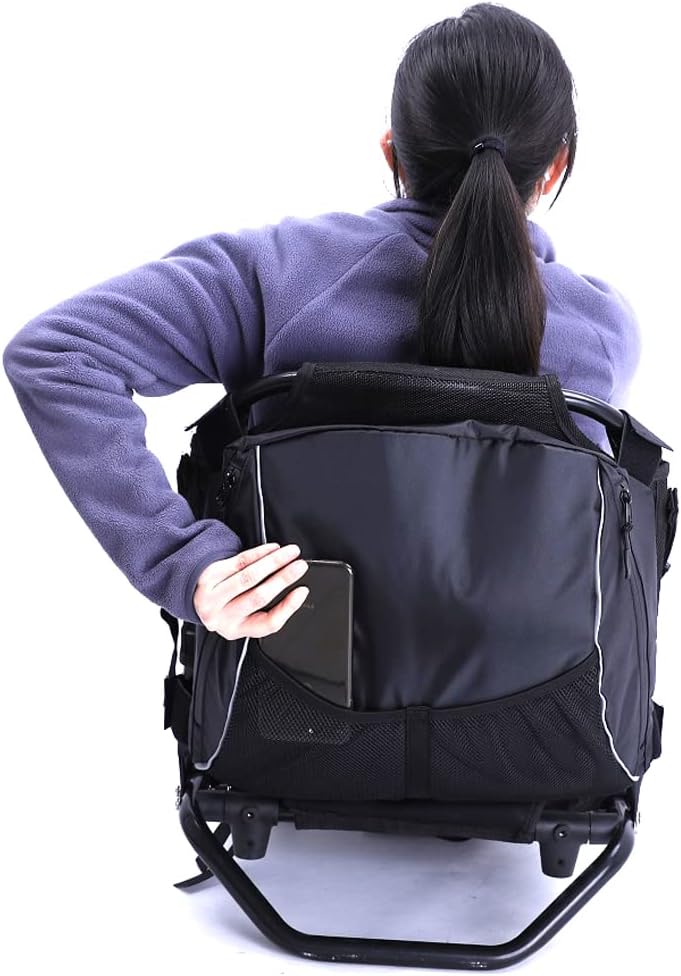 Kayak Seat Back Storage Bag, Portable 600D Oxford Waterproof Organizer Adjustable Adhesive Straps Mesh Pouch for Marine Kayaking Chair Backrest Seat