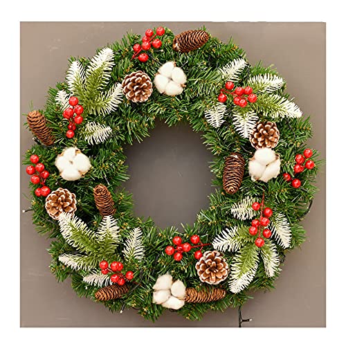 Couronne de Noël pour décoration extérieure artificielle de 50 cm avec pommes de pin