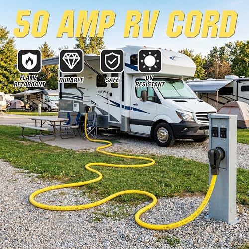 Image of YOMILINK 100 Feet 50 Amp RV /Generator Cord, NEMA 14-50P to SS2-50R Lock