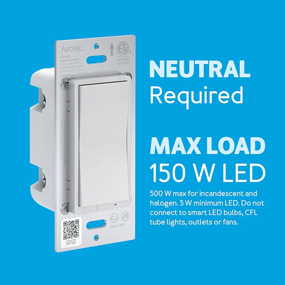 Zwave Light dimmer Switch: Aeotec Wall Dimmer Switch, 3 Way