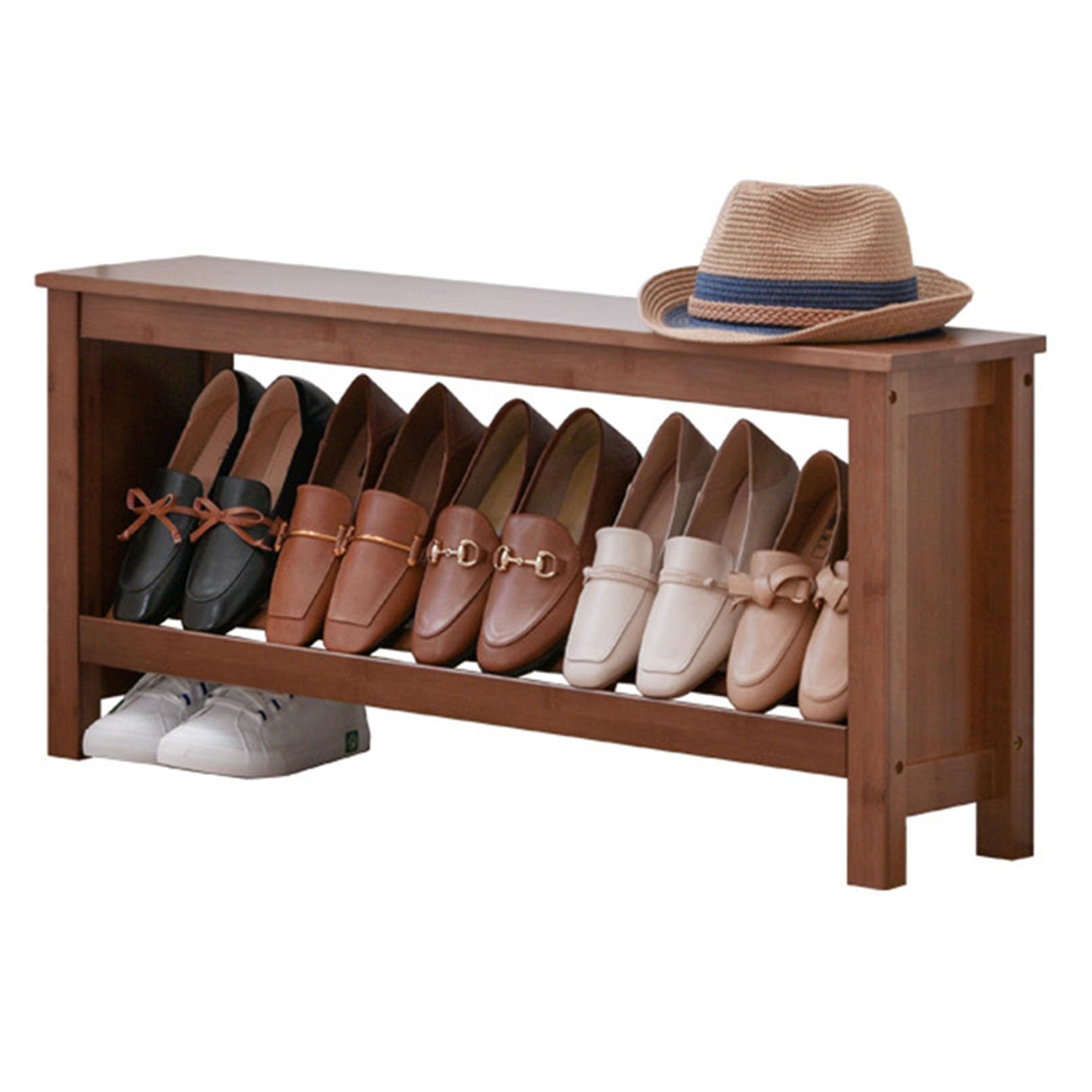 Banc de rangement pour chaussures en bois à 2 étages pour l'entrée