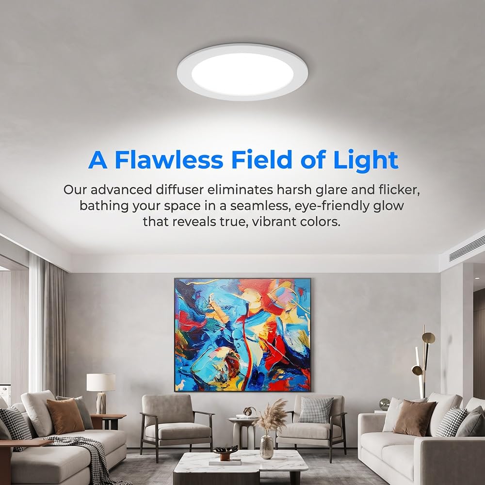 LED Einbaustrahler Einfache Montage, Ultradünn 10mm Deckenleuchte | CRI≥80, blendfrei, effizient, stabil, Box, Esszimmer, Flur, Küche, Schlafzimmer (7 Stück, 18W-4500K)