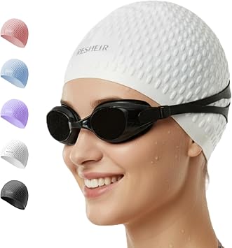 Extra Large Swim Cap for Women with Long & Curly Hair, Silicone Swimming Cap for Thick Hair, Pool & Beach
