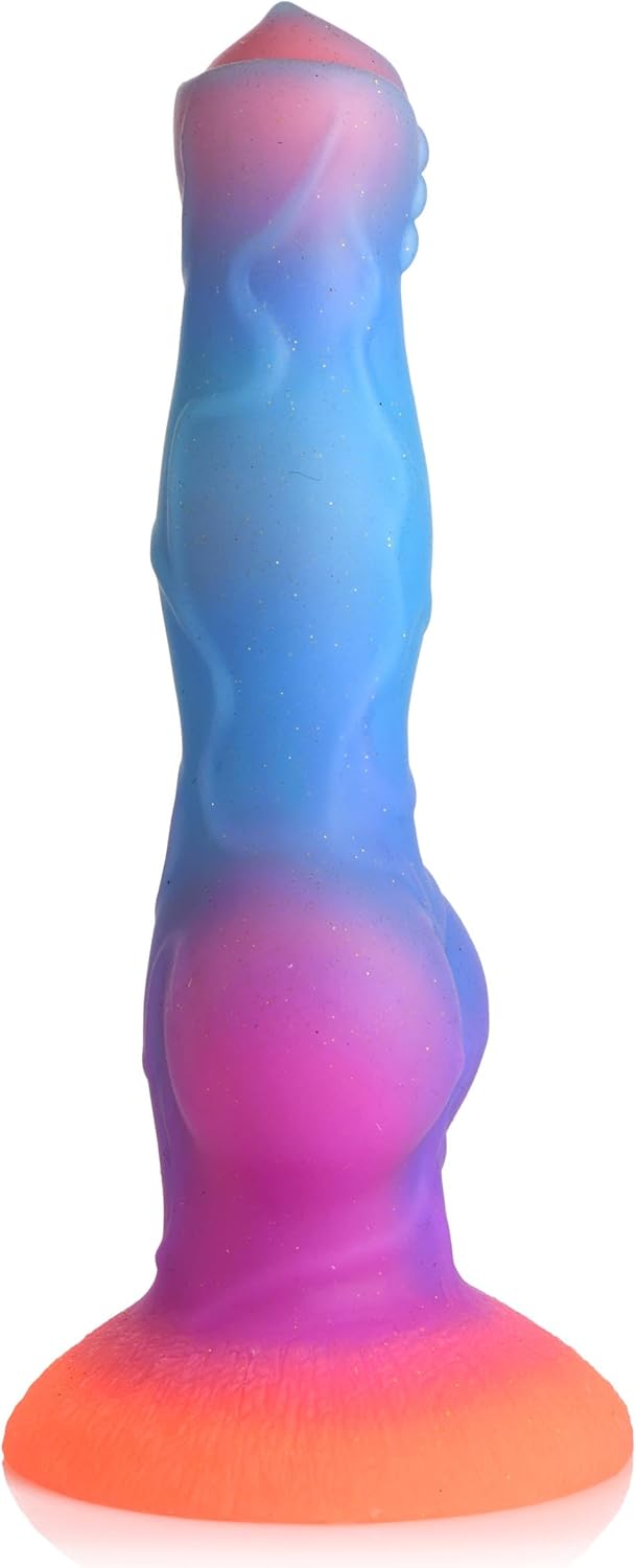 CREATURE COCKS Space Cock Alien Dildo Made with Premium Silicone for Men Women & Couples, Glow-in-the-Dark Fantasy Role Play Harness Compatible with Strong Suction Base, 1 Piece Set - Blue
