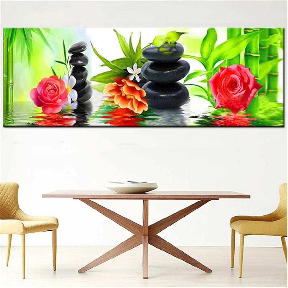 5D DIY Diamond Painting kit completo drill,fiore zen Pittura a mosaico fai da te,pittura con codici numerici Pittura diamante strass ricamo a punto croce,Decorazioni Casa Pareti square drill 80x160cm