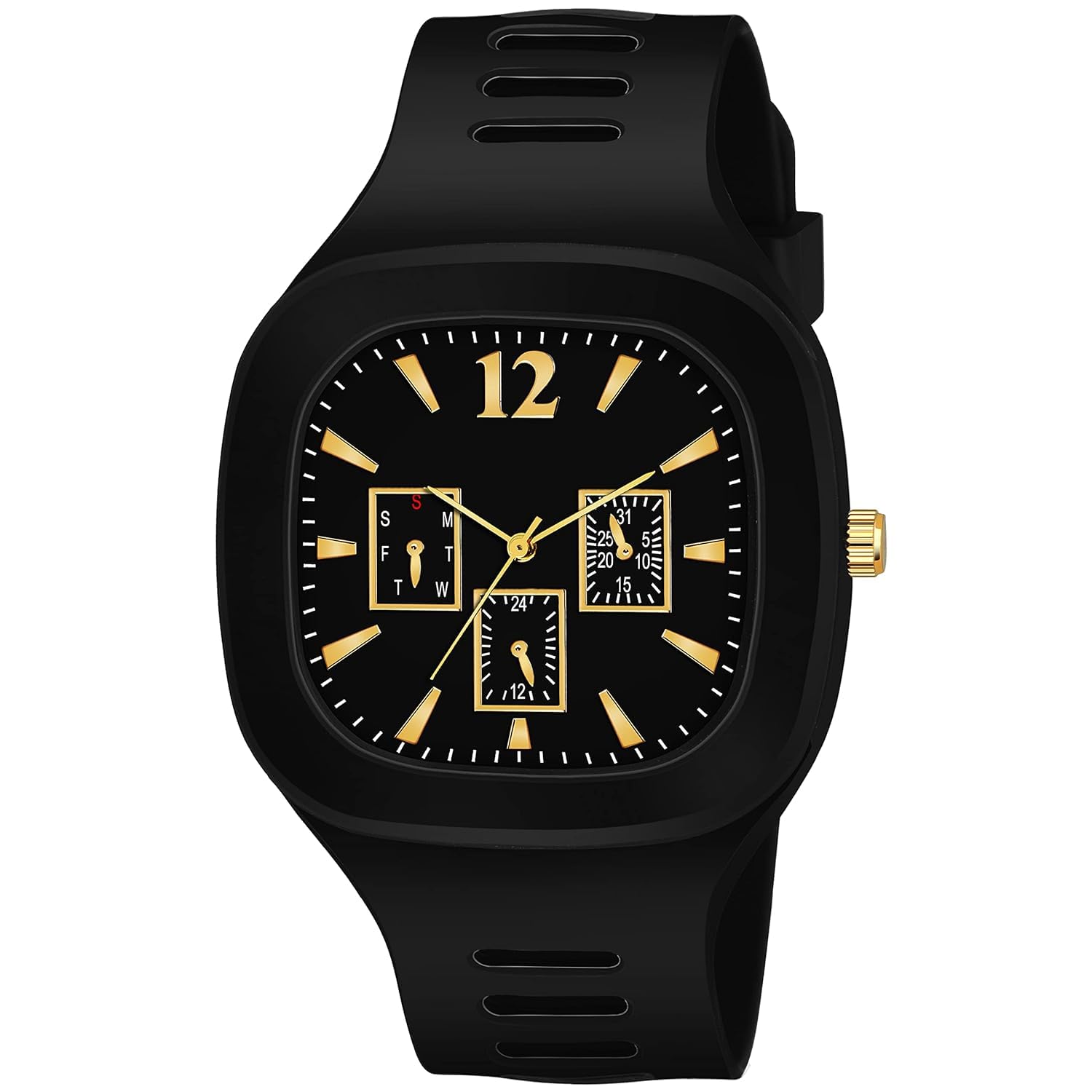 Brand - A Choras Black Watch Square Multi DIAL Analog Silicon PU Strap ADDI Stylish Designer Analog Watch - for Boys Pack of 1 (B0CW3G7N5B) Amazon Price History, Amazon Price Tracker