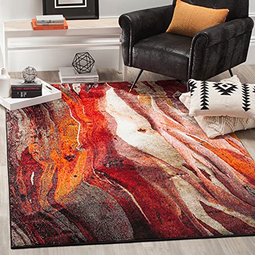 Safavieh Glacier Collection 5'3" X 7'6" Red / Multi Gla126A Modern Abstract Non-Shedding Living Room Bedroom Dining Home Office Area Rug #TOP21