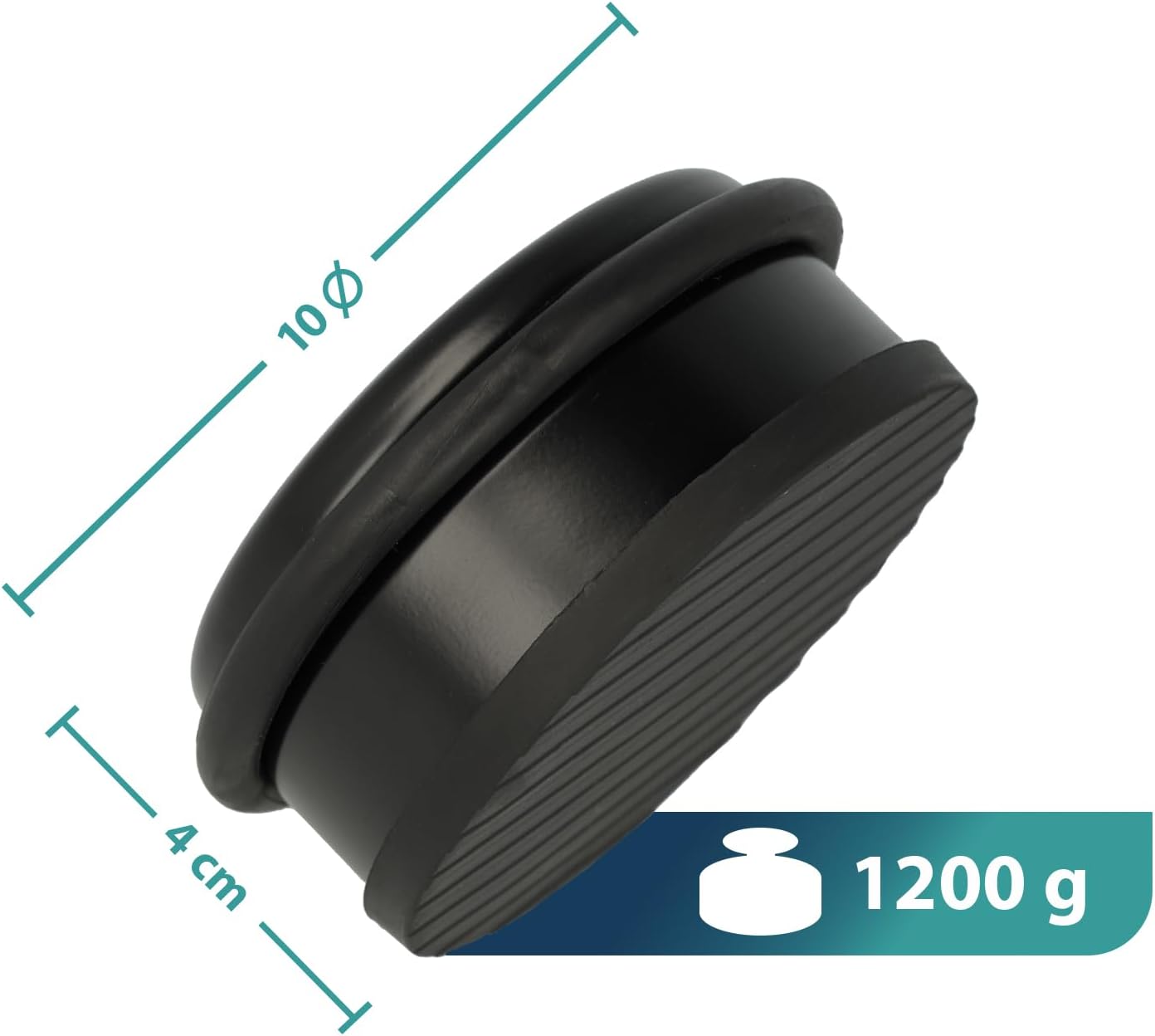 Westcott E-19002 00 Round Stainless Steel Door Stopper, Door-Friendly and Non-Slip, 10 x 4 cm, 1200 g, Black