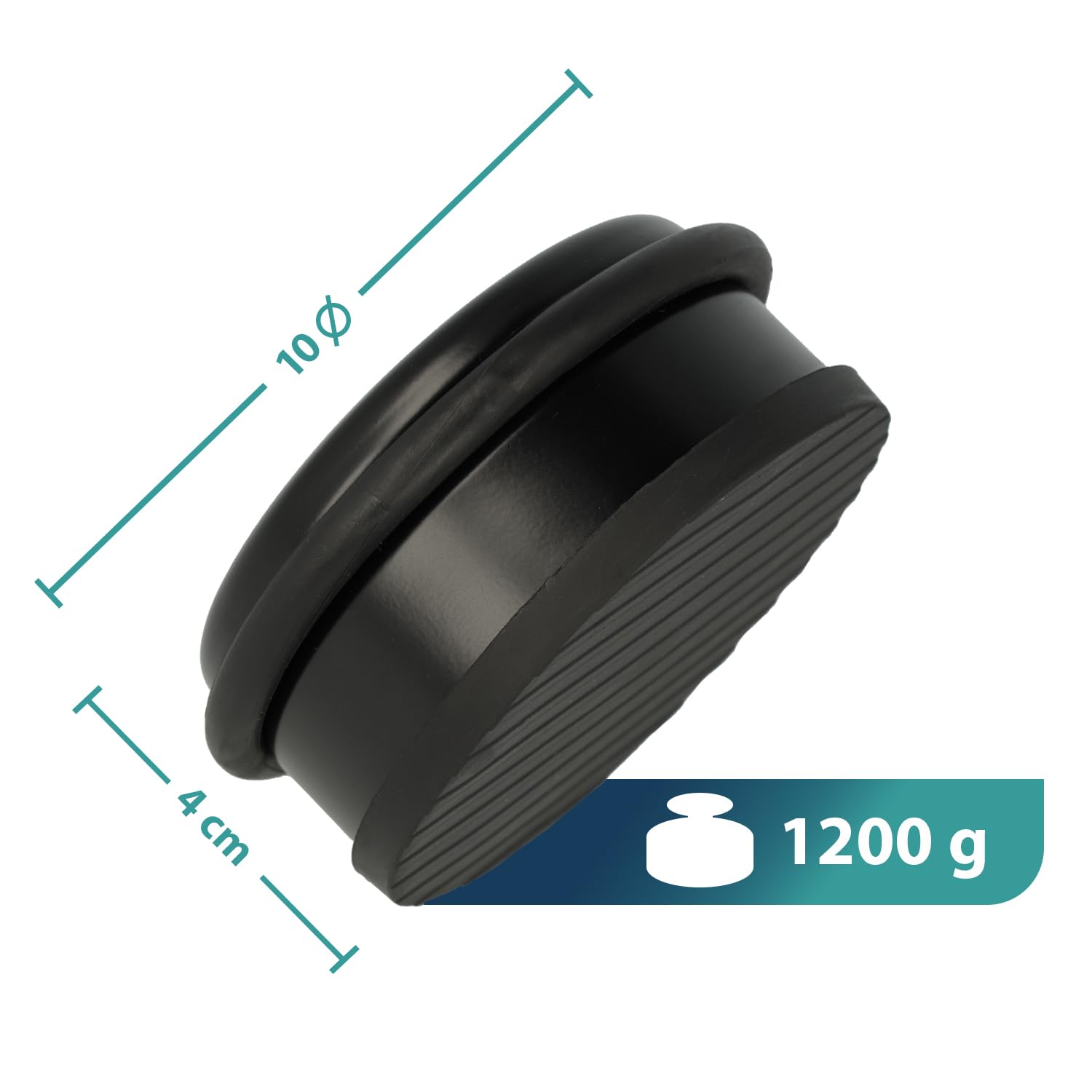 Westcott E-19002 00 Round Stainless Steel Door Stopper, Door-Friendly and Non-Slip, 10 x 4 cm, 1200 g, Black (Pack of 2) - Image 4