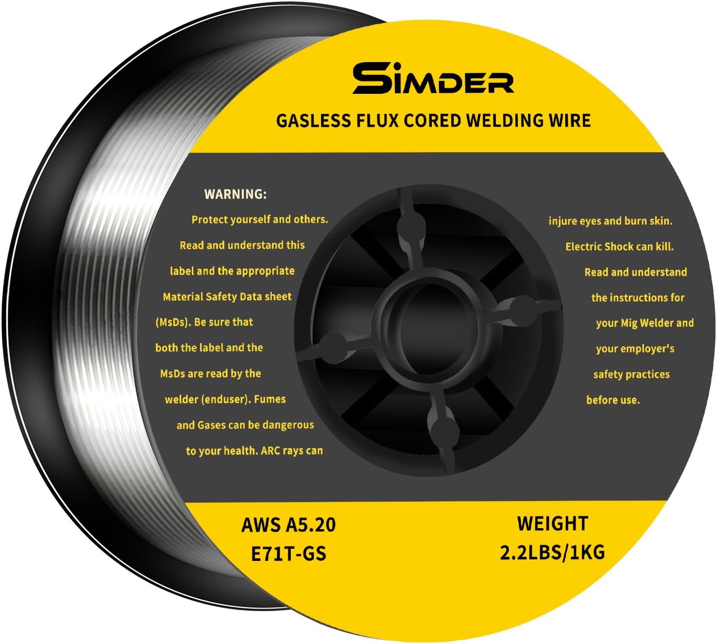 S SIMDER Flux Core Welding Wire Gasless MIG Wire Mild Steel E71TGS.035-Diameter, 2.2-Pound Spool