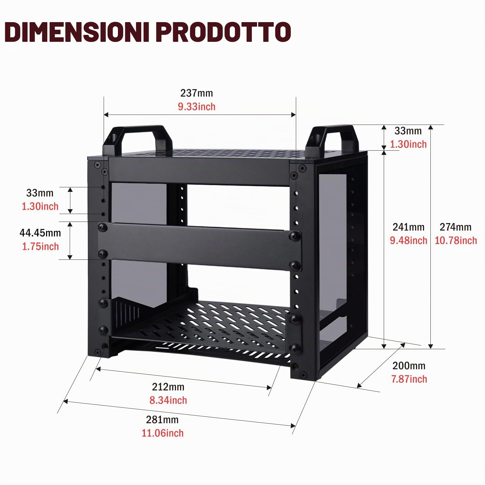 GeeekPi DeskPi RackMate T0 - Armadio rack per server, rete, apparecchiature A/V 4U, rack rack da 25,4 cm, colore nero