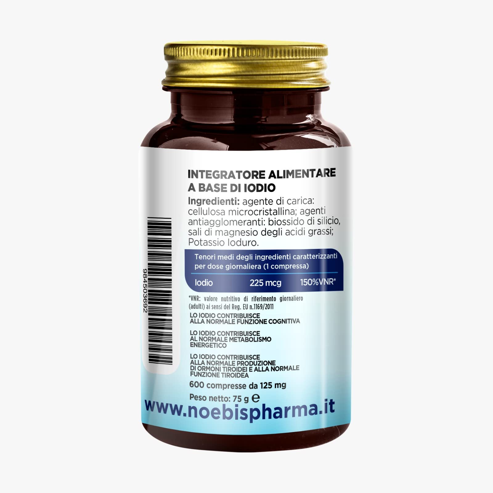 Yoduro de Potasio - 1200 Tabletas - 225 mcg de Yodo por 1 Comprimido - Suministro de Larga Duración