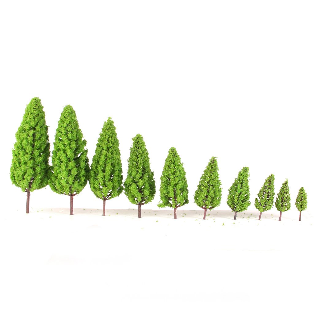 #N/A/a Set di 20 Alberi a Forma di Torre della Vegetazione del Paesaggio del Treno, Modelli in Scala 1 / 50-1 / 400 - Verde, 111