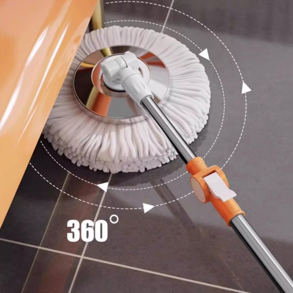 Cubo para fregona giratoria con Juego de escurridor - Trapeador Giratorio de 360° y Cubo Interior Desmontable para trapeador - 5 recambios de Cabezales de Microfibra