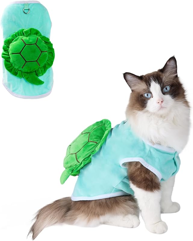 Fantasia de Tartaruga para Cães NACOCO em Veludo com Argolas para Guia Verde, Tamanho S