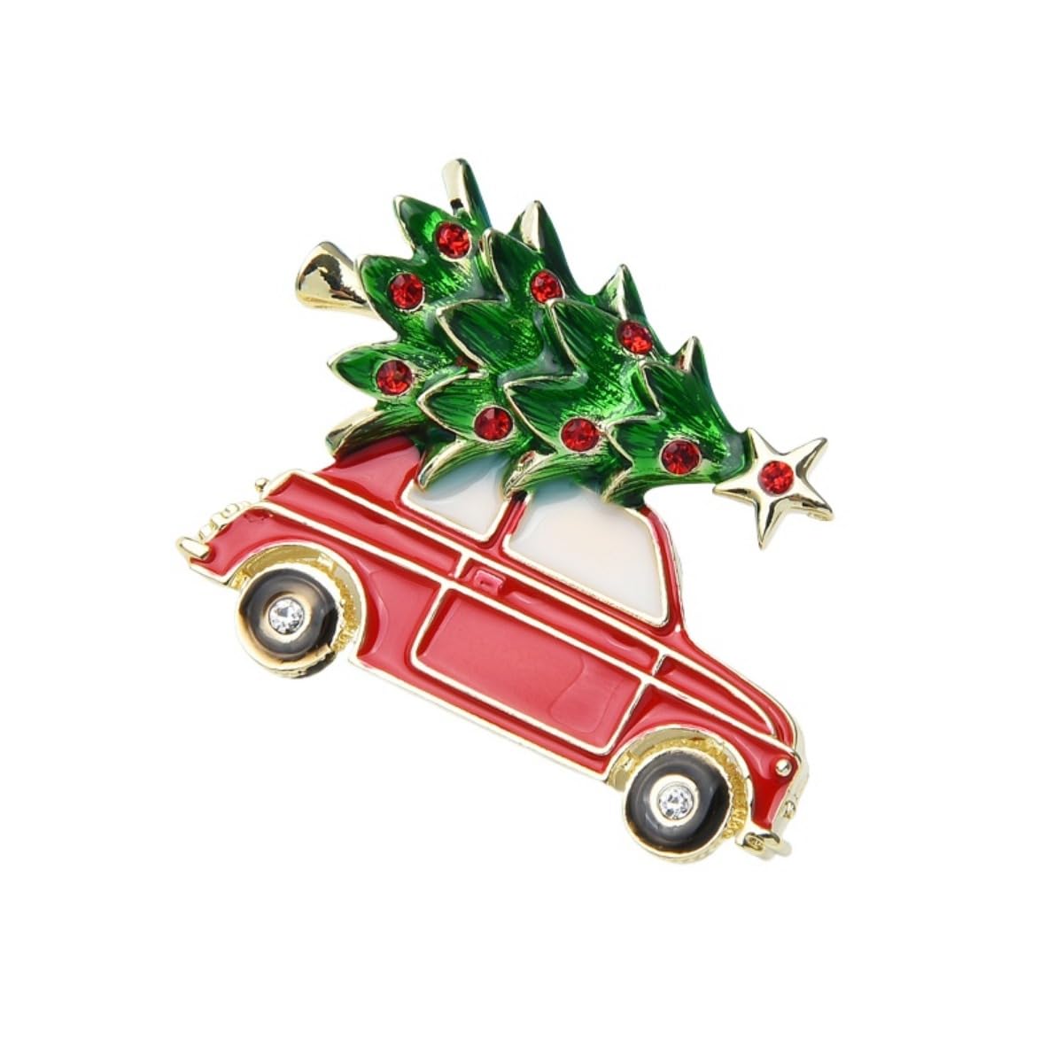 HLTYGWX Emaille Auto Weihnachtsbaum Brosche Pins für Frauen Weihnachtsnadeln Weihnachtsbrosche