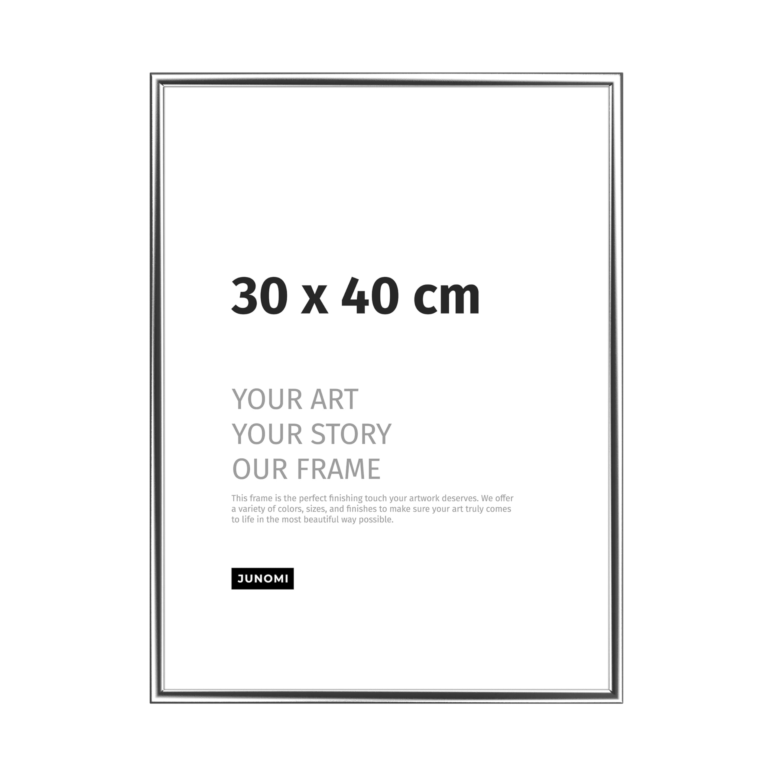 JUNOMI Picture Frame 30 x 40 cm Aluminium Colour Silver (Glossy) Wall Decoration Metal with Shatterproof Acrylic Glass Picture Frame Metal - Image 2