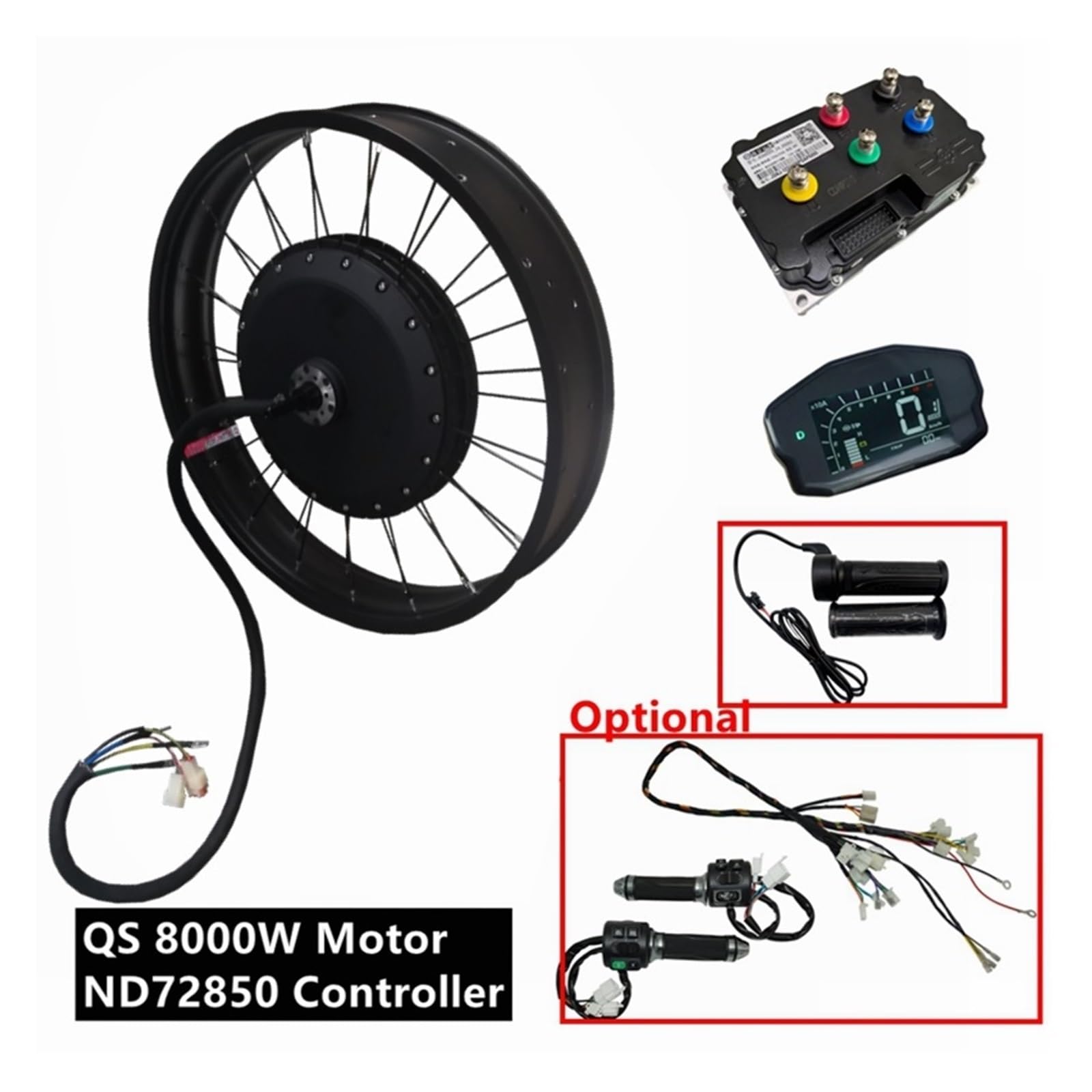 Kit Bici Elettrica Fat V3 72v 8000W Con Motore Da Neve Elettrico Dropout 150mm E Display DKD Controller ND72850(26x4.0 5T 2)