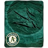 Northwest MLB Oakland Athletics Unisex-Adult Raschel Throw Blanket, 50" x 60", Retro
