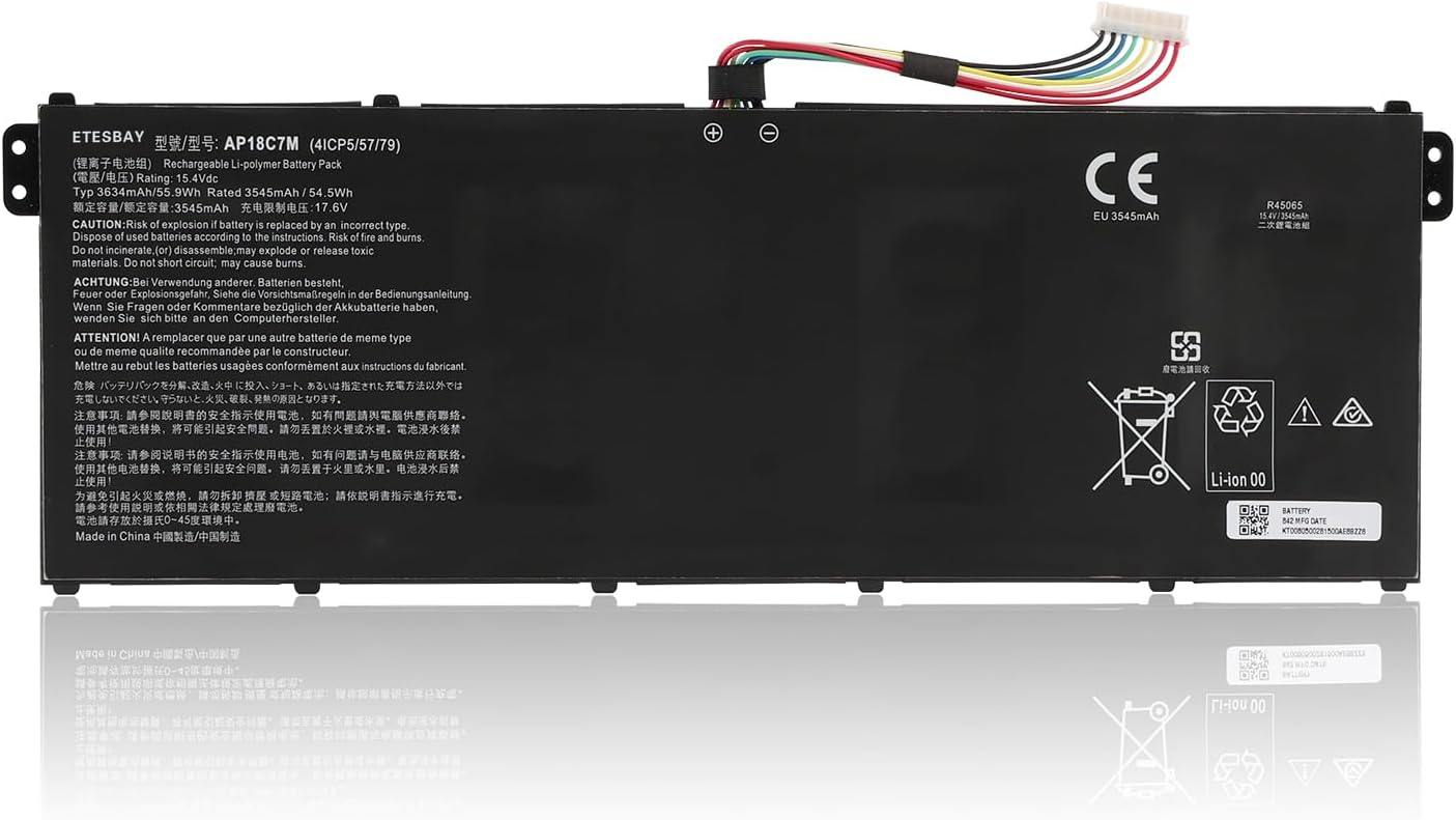 AP18C7M Laptop Battery Replacement for ACER Spin 5 SP513-54N Swift 3 SF313-52 SF313-52G Swift 5 Pro SF514-54GT SF514-54T SF313-52G-57D6 SF313-52G-59A 15.4V 3634mAh/55.9WH