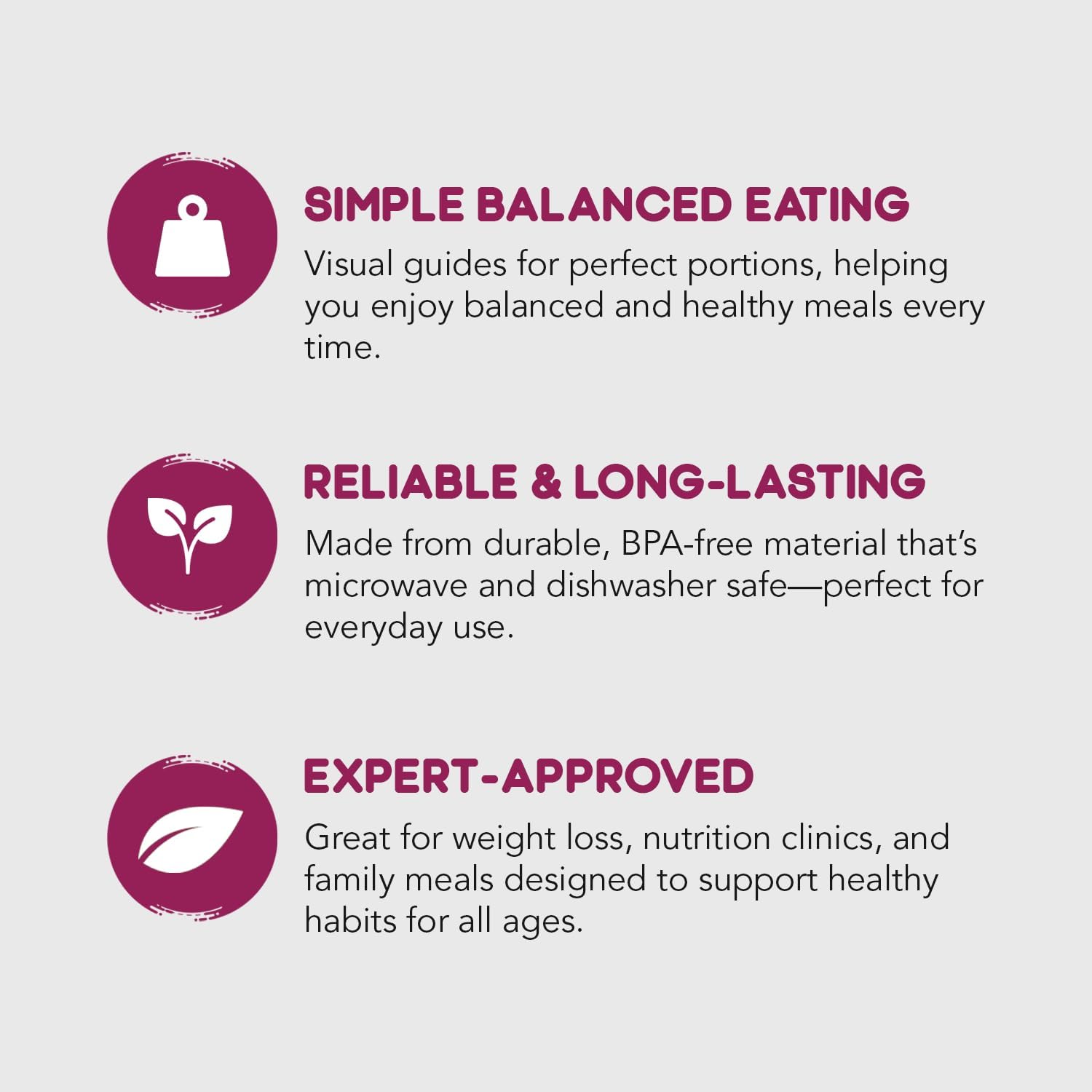 Health Beet 10” Diabetic Portion Control Plate for Balanced Eating -3 Divided Sections for Veggies Carbs & Protein - Microwave & Dishwasher Safe Bariatric Sectioned Plates for Adults & Kids - 1 Pack - Image 3