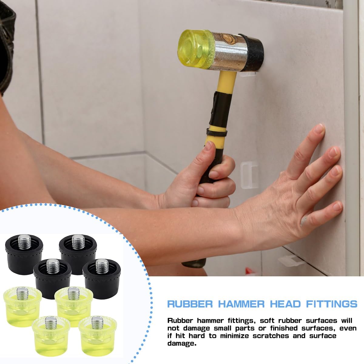 8 Pcs Rubber Hammer Replacement, Rubber Striking Head, Mallet Head Tips Set for Rubber Hammer (40mm)