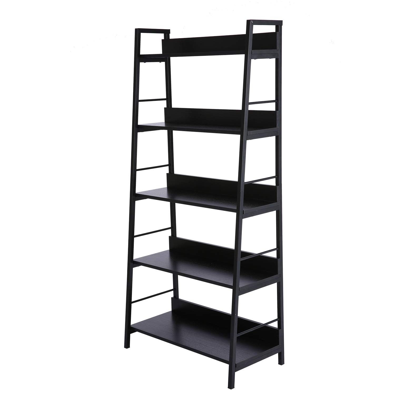 Buy BATHWA 5 Shelf Ladder Bookcase with Broad Base, Modern Black Book