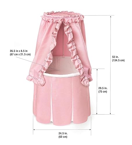 Miniatura 5 de Cuna de bebé Badger Basket redonda tipo emperatriz, Tradicional, RosadoBlanco