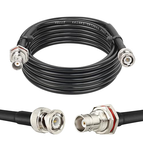 Miniatura 11 de 2 piezas de cable coaxial BNC macho a hembra de 50 ohmios RG58 - Extensión de antena de baja pérdida de 1 pie para radio CB/radio ham VHF/micrófono