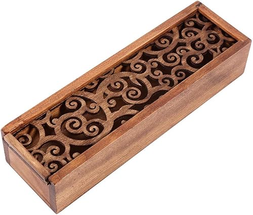 Joyzan Caja de madera para bolígrafos, estuche de almacenamiento de lápices de madera, organizador retro, funda extraíble, soporte rectangular para