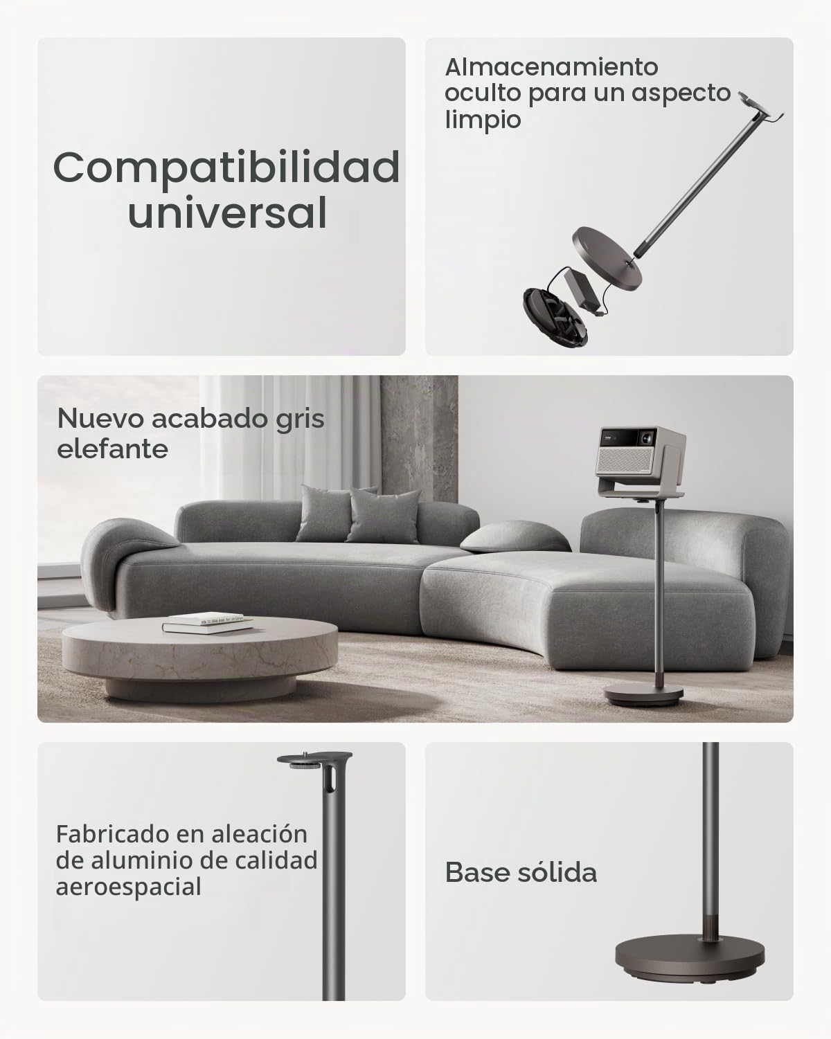 XGIMI Soporte de Pie Ultra - Gris Elefante Horizon Serie 20 - Color Gris Elefante,Aleación de Aluminio de Calidad,Carga Máxima 10 kg, Instalación Fácil, Base Estable