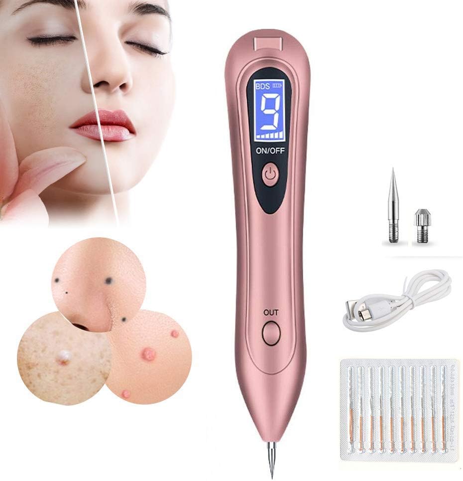 Mole Remover Pen, Skin Tag Remover with 9 Adjustable Modes&LED Light, Portable USB Charging Mole Removal Pen for Wart, Freckle, Dark Spot, Nevus, and Small Tattoo (sunset)