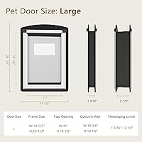 Vista 5 de MAVRICFLEX Puerta Grande para Perro para Puerta - Marco Todo de Acero Inoxidable, Dobles Solapas Suaves Resistente al Clima, 2 Paneles Deslizantes