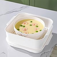 Vista 8 de Microwave Steamer with Lid and Tray, Vegetables Steamer for Microwave Bowl, Microwavable Cookware Supplies (1 - Layer)