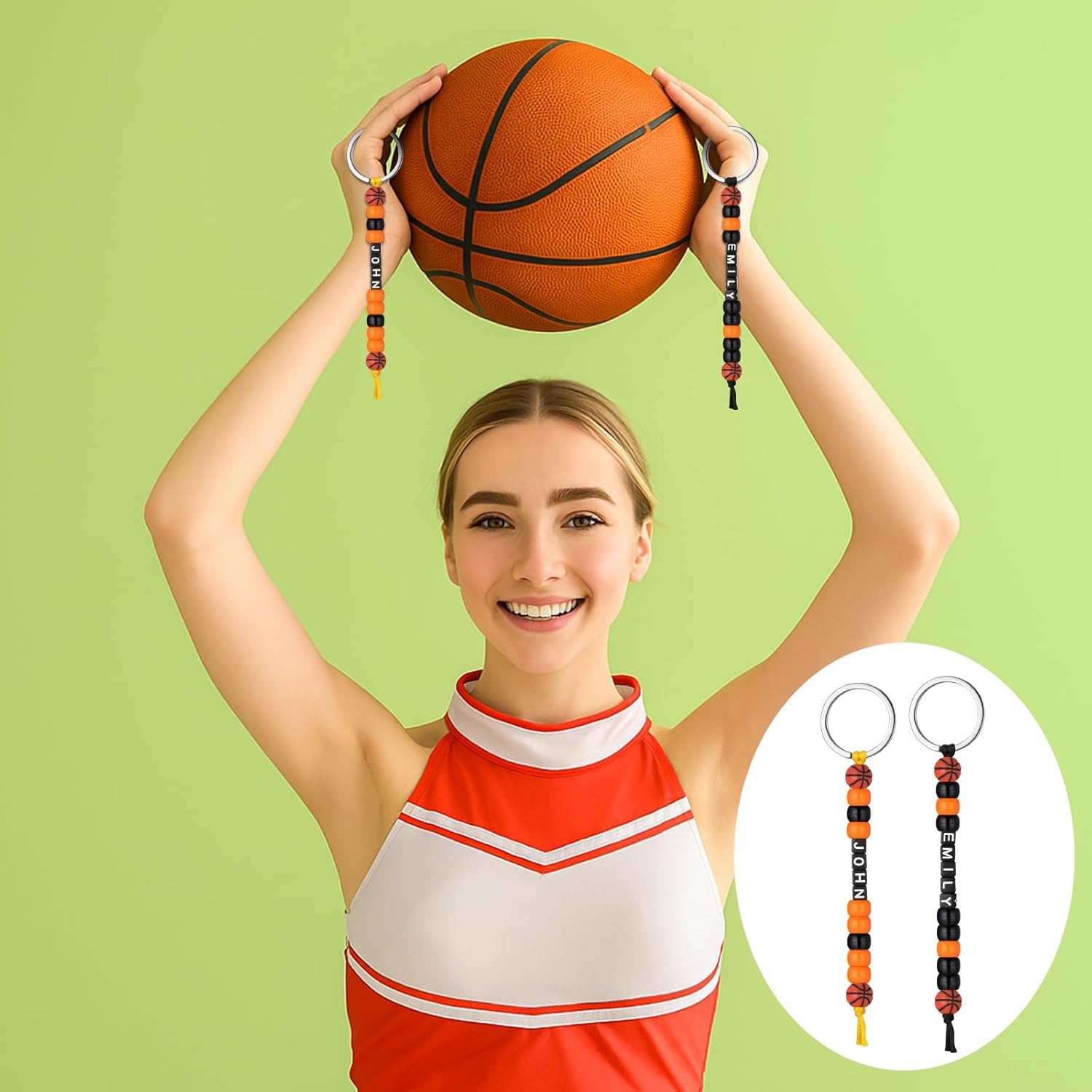 Landical 564 Pcs Basketball Keychain Making Kit DIY Basketball Bead Key Chain Set Craft Adjustable Sport Letter Bead Sport Theme Party Favor Gift Accessory Holiday Decoration for Adult(Vintage Color) - Image 7