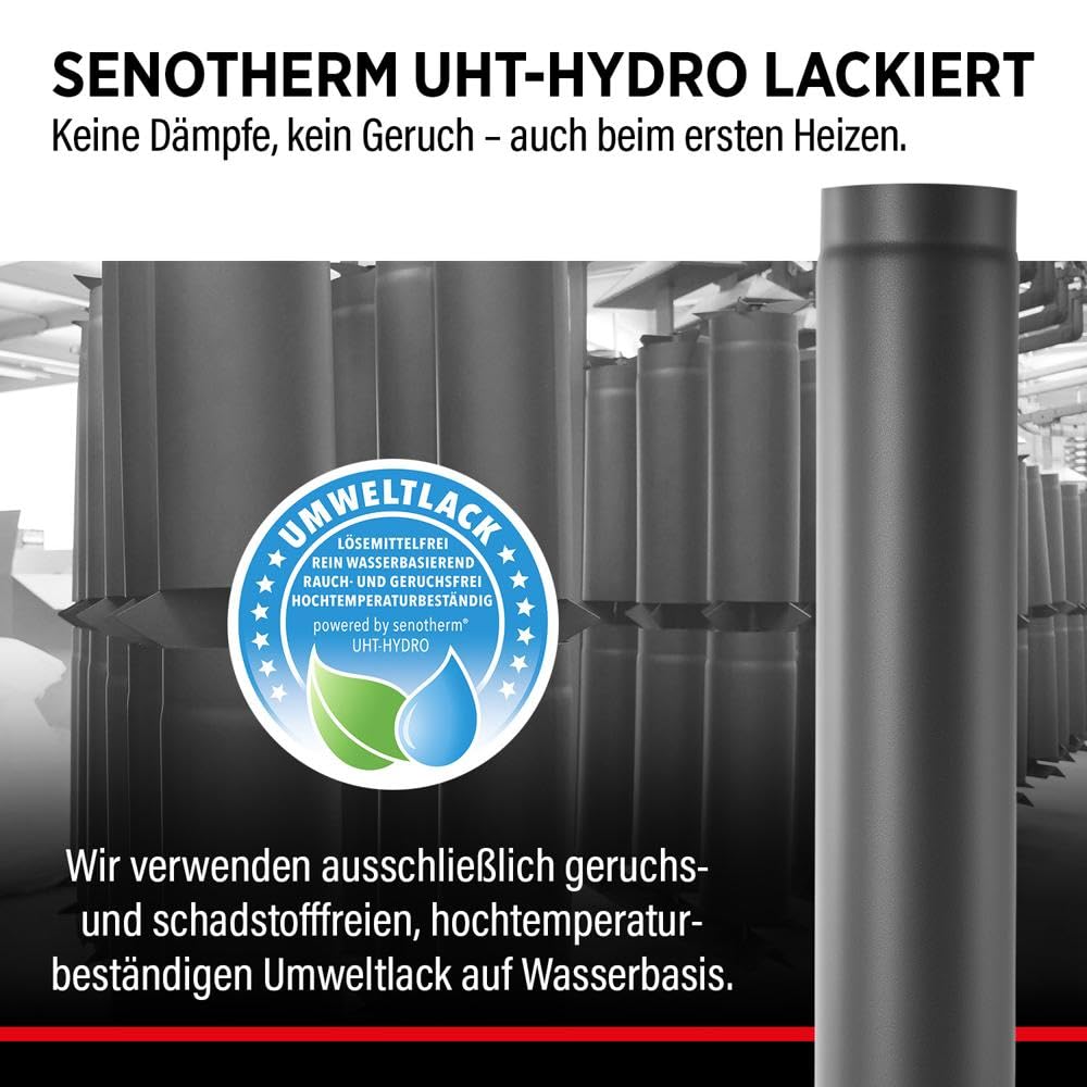 BERTRAMS Ofenrohr 120mm Ø 100 cm Gussgrau I Stahlrohr mit 95cm Einbaulänge