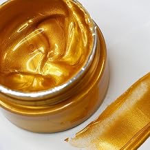 Shimmer Metallic Acrylic Paint Chalk Paste 1.7oz/50ml, Ideal for Wood/T-Shirts/Glass/Stone, DIY Crafts Projects Glitter Pearlescent Golden Pigment Suitable for Beginners Artists Deep Gold