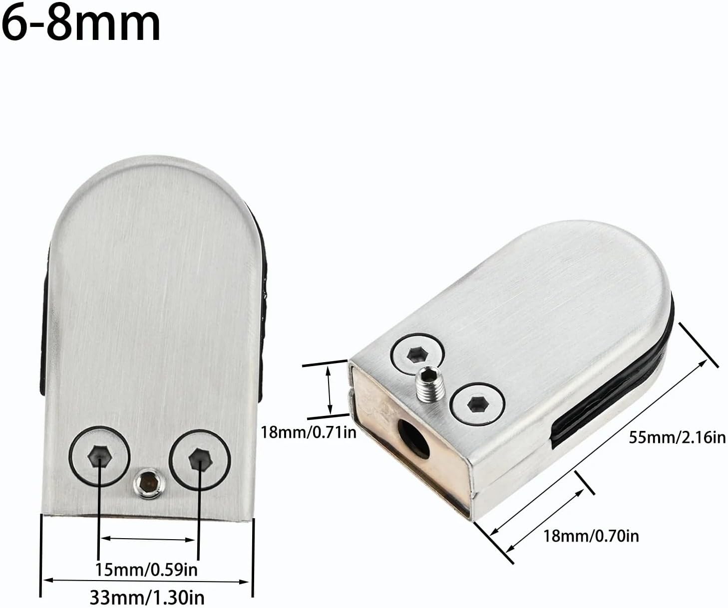 Glass Shelf Brackets 4pcs Stainless Steel Glass Clamps Support Brackets Clips for Display Shelves(6-8mm)