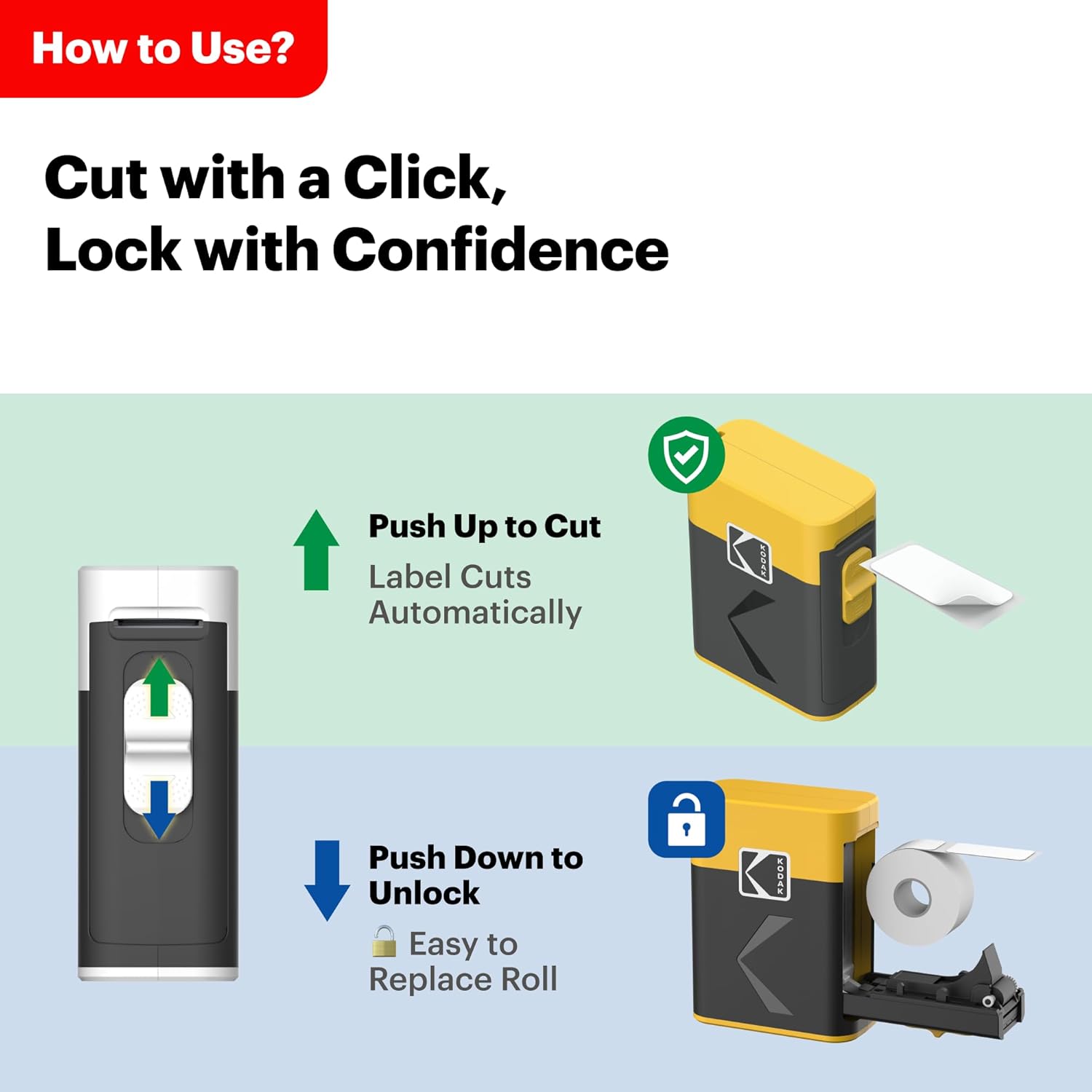 KODAK Label Maker Machine + 12-Pack Refills Bundle, Safe Blade Label Printer for Office, School & Home Organization, White