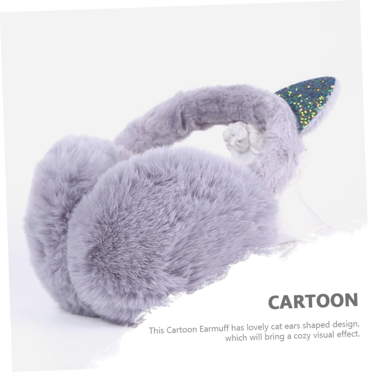 Sequin Cat Ears Earmuffs for Boy Girl Fluffy Ear Warmers for Comfort for and Cold Weather